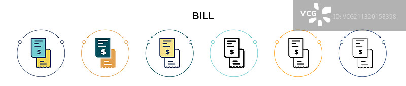 填充细线轮廓和笔触中的账单图标图片素材