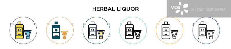 草药酒图标填充细线轮廓图片素材