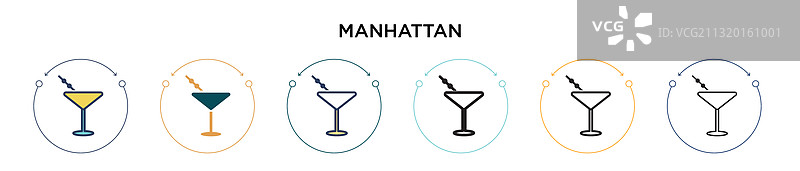 曼哈顿图标填充细线轮廓图片素材