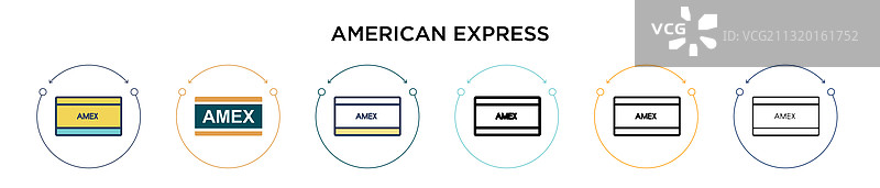 填充细线轮廓的美国运通图标图片素材