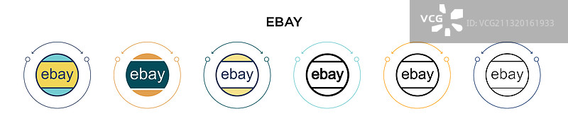 填充细线轮廓和描边的eBay图标图片素材