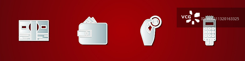 成摞的纸币现金和手持钱包图片素材