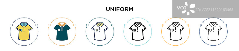 填充细线轮廓制服图标图片素材