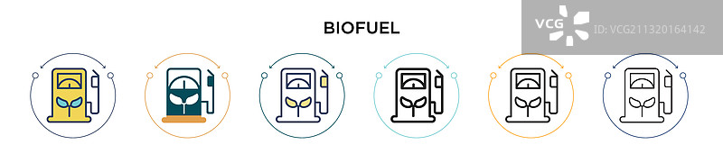 生物燃料图标，填充细线轮廓图片素材