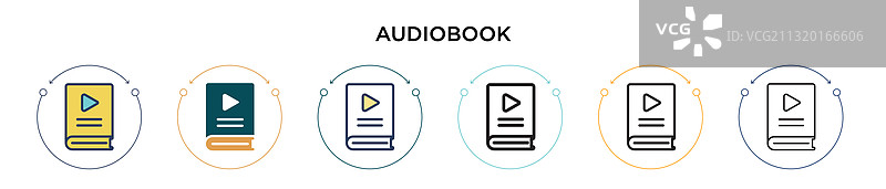 有填充细线的有声读物图标图片素材