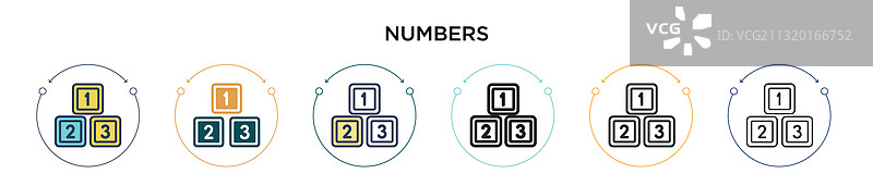 填充细线轮廓数字图标图片素材