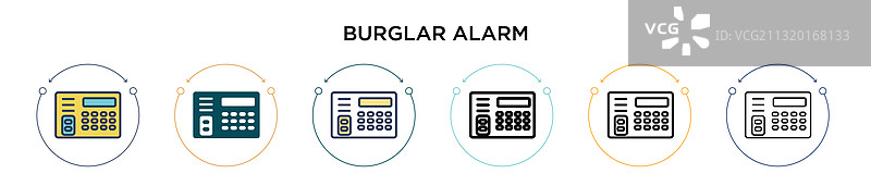 填充细线轮廓的防盗警报器图标图片素材