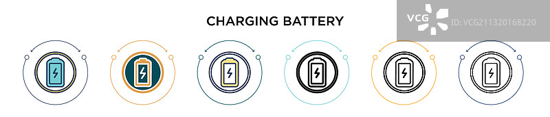 填充细线轮廓的充电电池图标图片素材