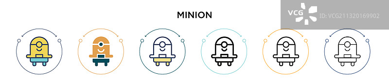 填充细线轮廓的小黄人图标图片素材