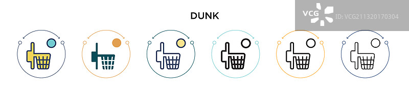 灌篮图标（填充细线轮廓和笔触）图片素材