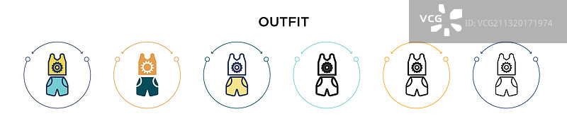 服装图标（填充细线轮廓）图片素材