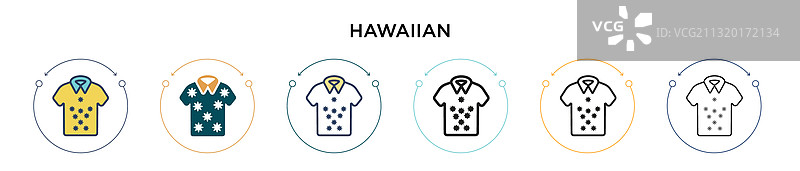 夏威夷标志填充细线轮廓图片素材