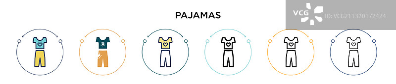 带填充细线的睡衣图标图片素材