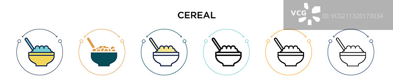 填充细线轮廓的谷物图标图片素材