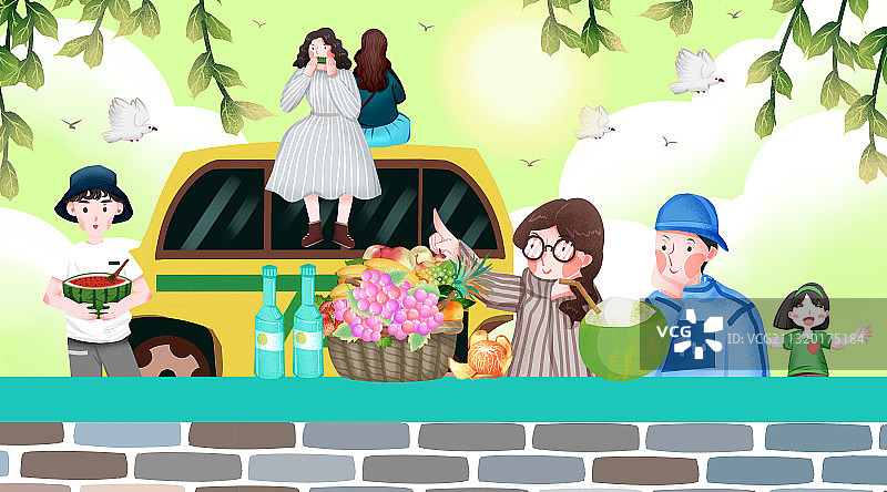 同学们毕业旅行插画图片素材