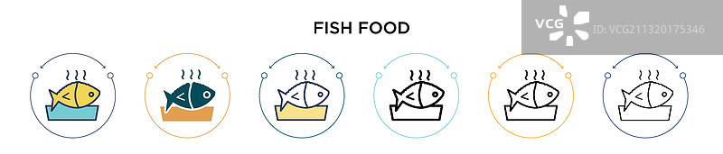 填充细线轮廓的鱼食图标图片素材