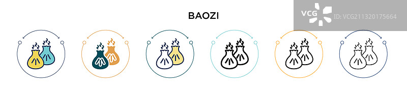 填充细线条轮廓包子图标图片素材