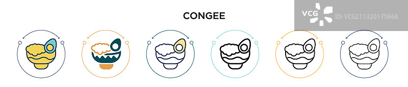 填充细线轮廓的粥图标图片素材
