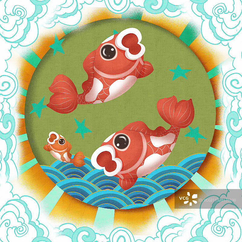 好运锦鲤插画图片素材