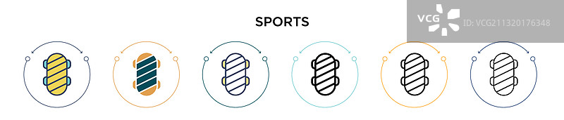 填充细线轮廓的体育图标图片素材