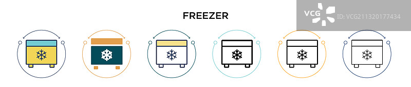 填充细线轮廓冰箱图标图片素材