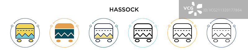 脚凳图标，填充和细线描边图片素材