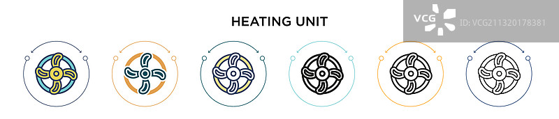 填充细线轮廓加热装置图标图片素材
