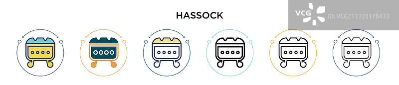 脚凳图标，填充和细线描边图片素材