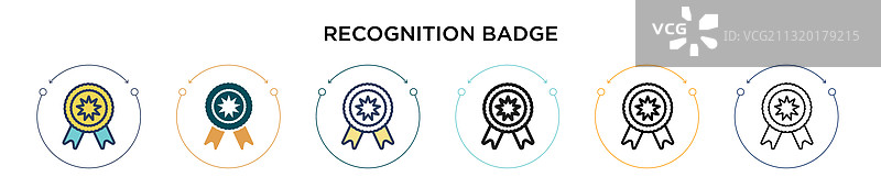 已填充细线条的识别徽章图标图片素材