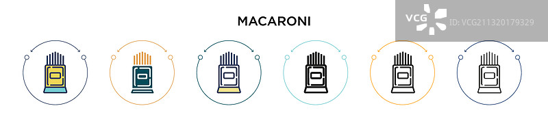 填充细线轮廓通心粉图标图片素材