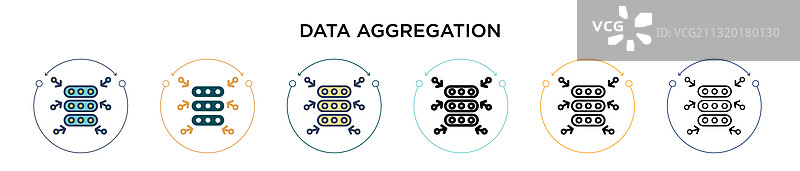数据聚合图标（填充细线轮廓）图片素材