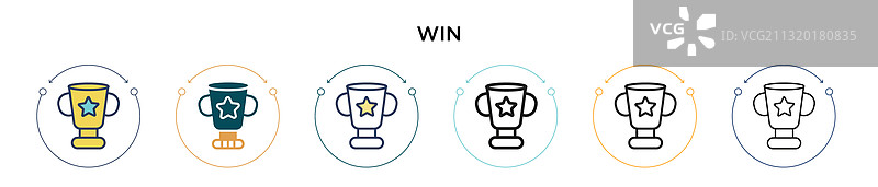填充细线轮廓和描边的获胜图标图片素材