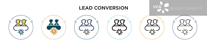 潜在客户转化图标（填充细线轮廓）图片素材