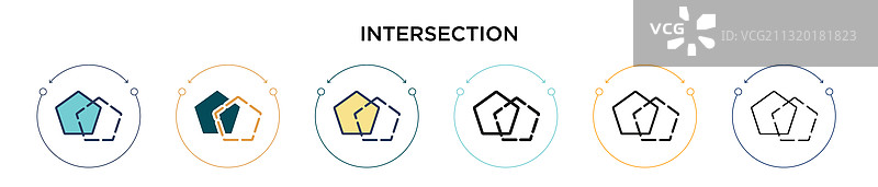 填充细线轮廓的十字路口图标图片素材