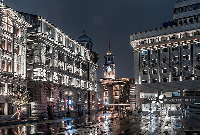 武汉江汉关夜景图片素材