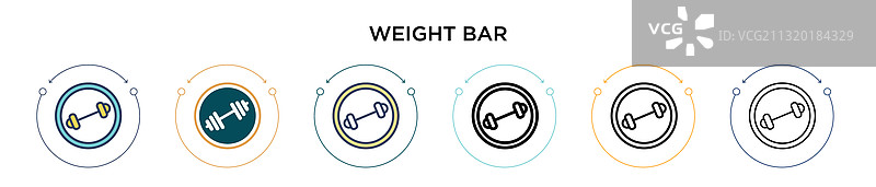 填充细线轮廓的杠铃图标图片素材