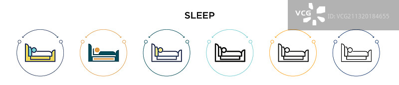 填充细线轮廓和笔触的睡眠图标图片素材