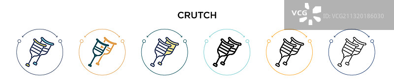 填充细线轮廓中的拐杖图标图片素材