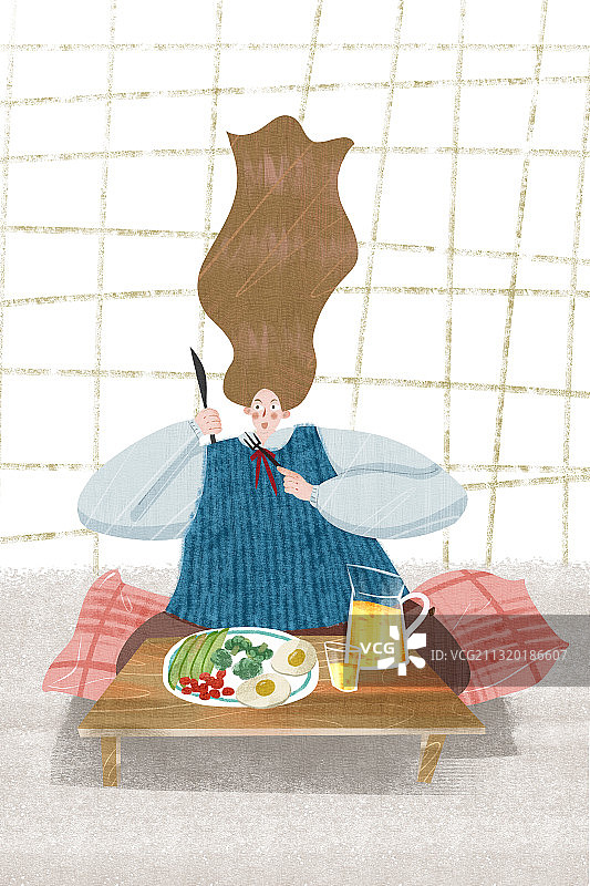 女性健康餐插画图片素材