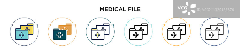 填充细线轮廓医疗文件图标图片素材
