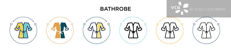 填充细线轮廓浴袍图标图片素材