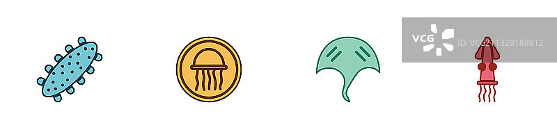 盘装海参水母鳐鱼组合图片素材