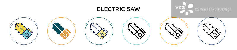 填充细线轮廓电锯图标图片素材