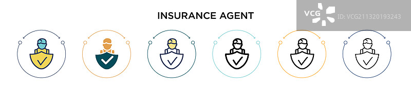 保险代理人图标（填充细线轮廓）图片素材