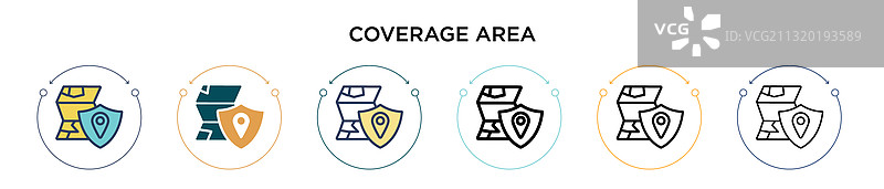 覆盖区域填充细线轮廓图标图片素材