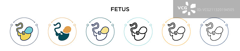 填充细线轮廓和描边的胎儿图标图片素材