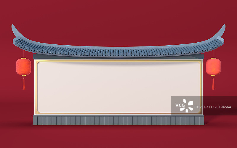 中国风公告墙 3D渲染图片素材