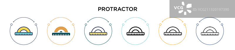 填充细线轮廓的量角器图标图片素材