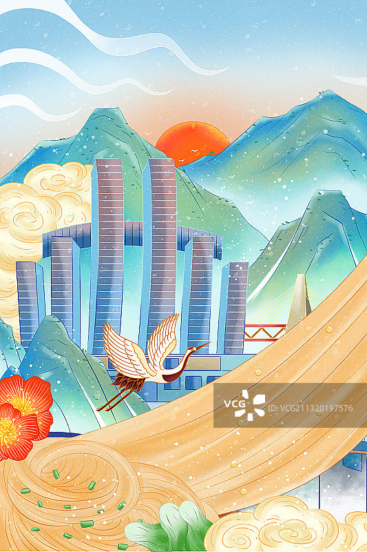 重庆城市建筑国风插画图片素材