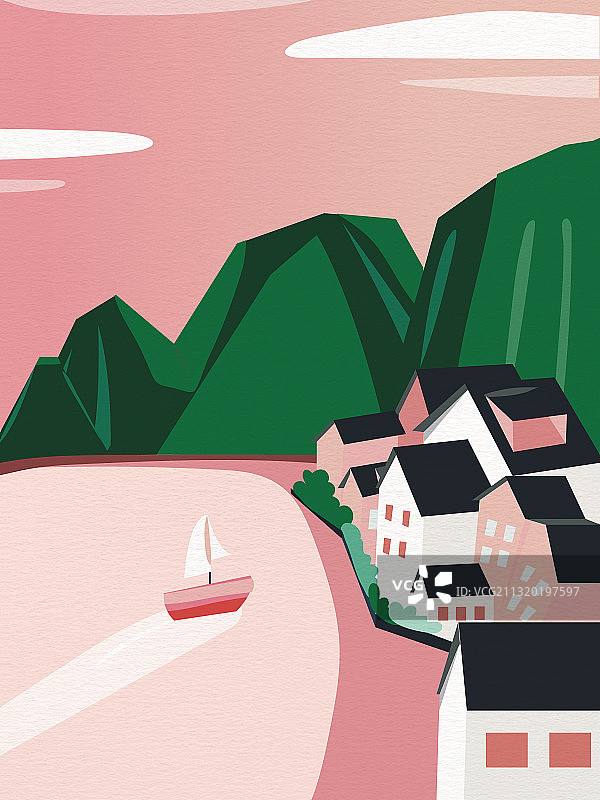 简约四季风景插画图片素材